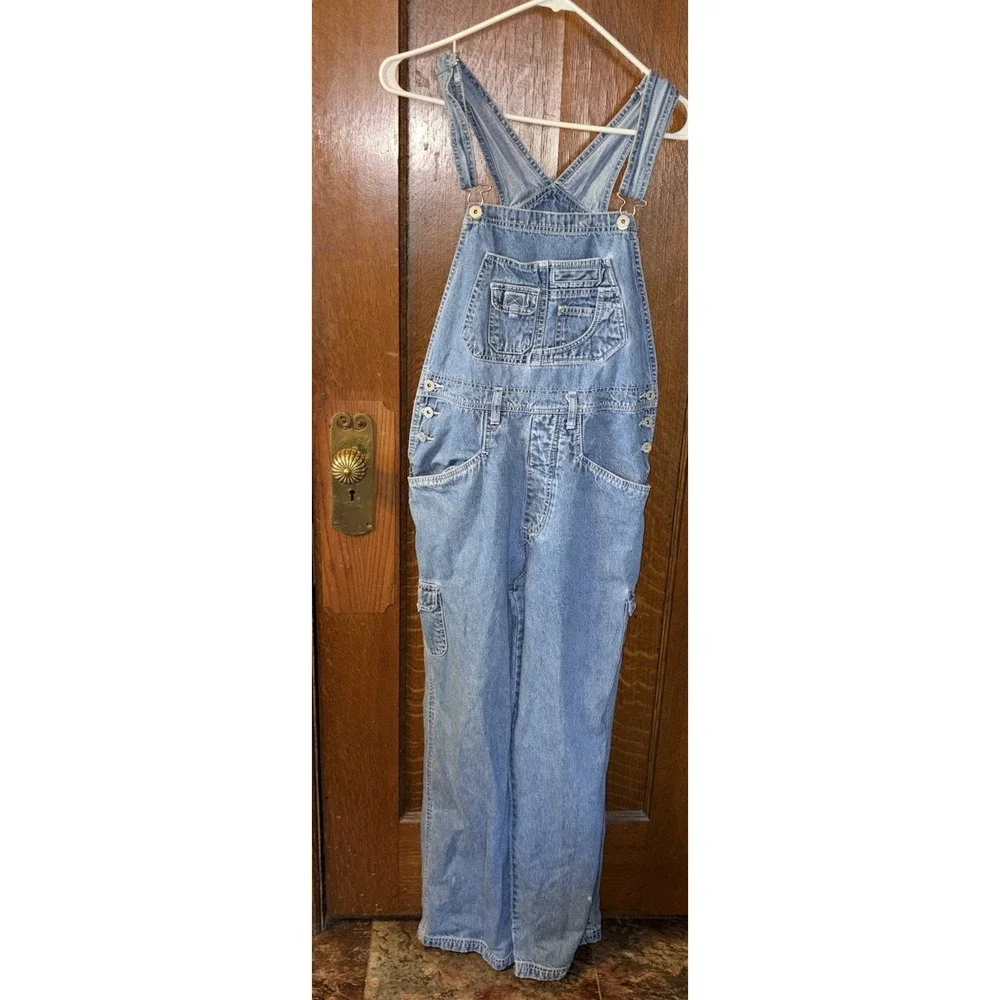 Vintage LA Blues Y2K Denim Bib Overalls Women's Size M Multi Mini Front Pockets